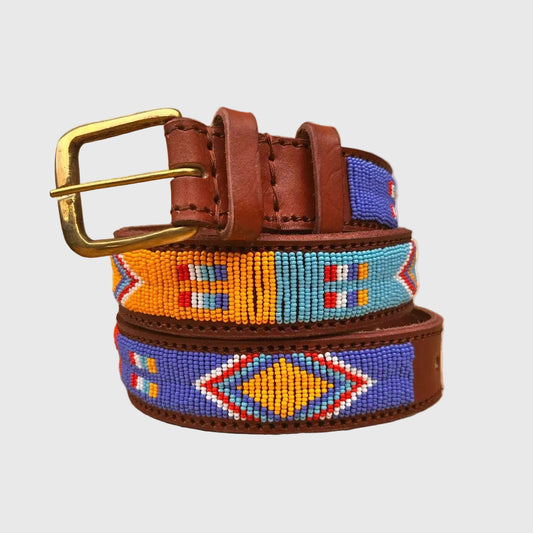 Handcrafted Maasai Belt - Brown Colorful Geometric