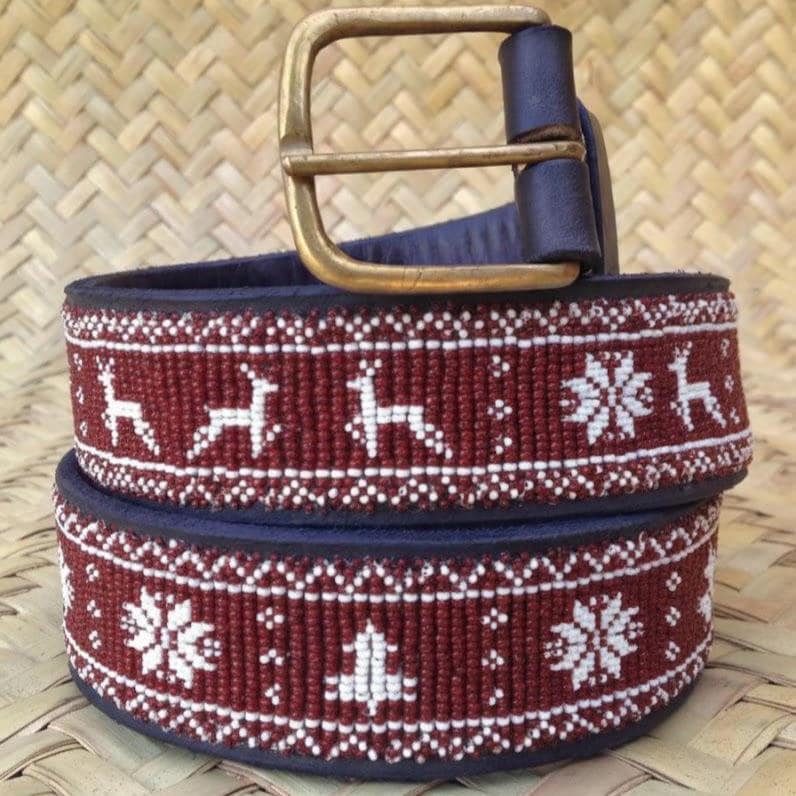 Handcrafted Maasai Belt - Brown Reindeer