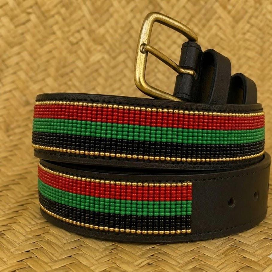 Handcrafted Maasai Belt - Red Gold Green