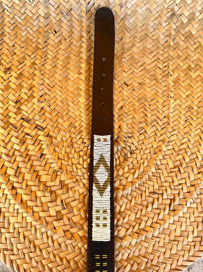 Handcrafted Maasai Belt - Black and Gold Geometric