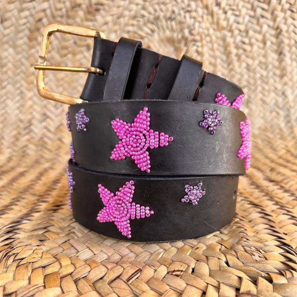 Handcrafted Maasai Belt - Pink Stars