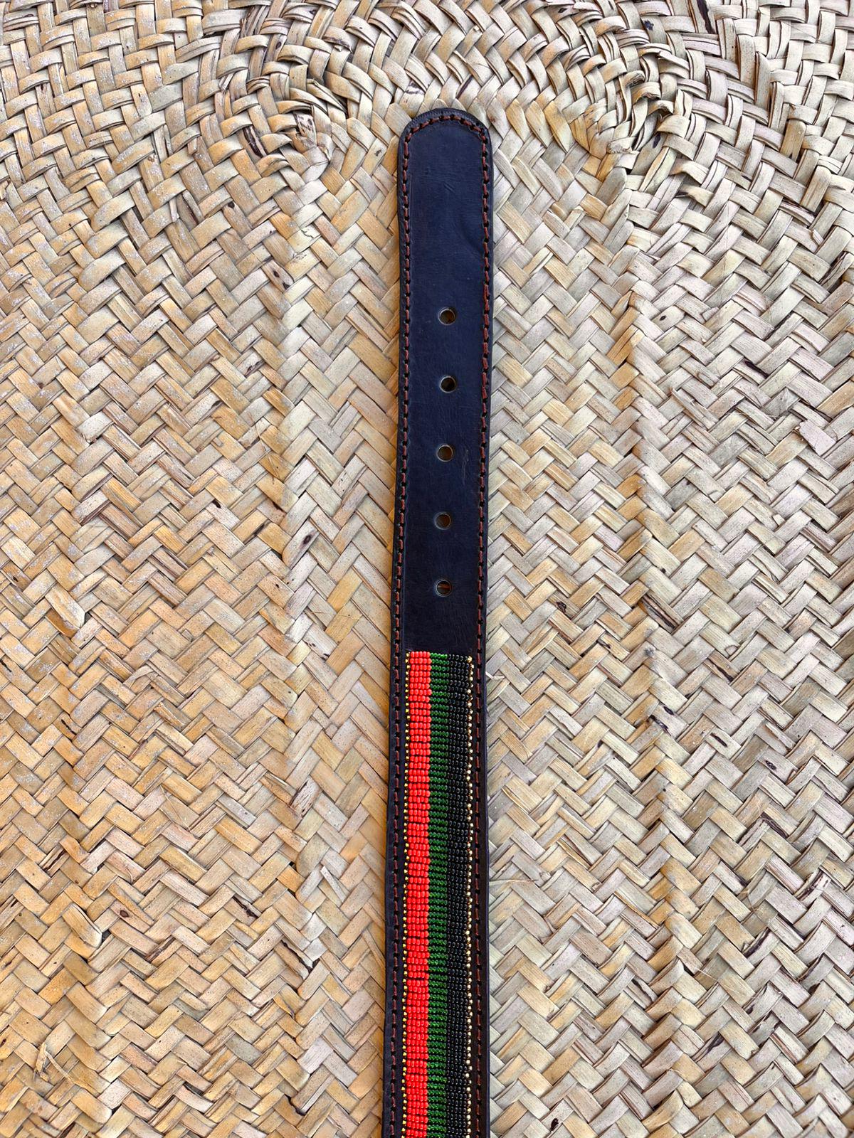 Handcrafted Maasai Belt - Red Gold Green