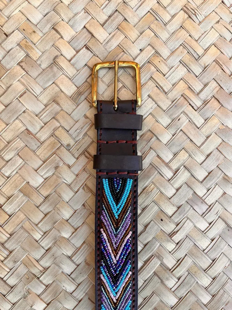 Handcrafted Maasai Belt - Blue Arrow