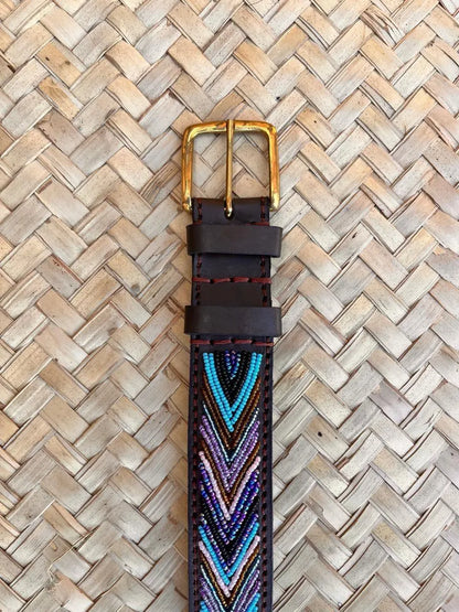 Handcrafted Maasai Belt - Blue Arrow