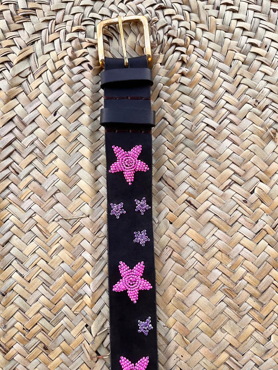 Handcrafted Maasai Belt - Pink Stars