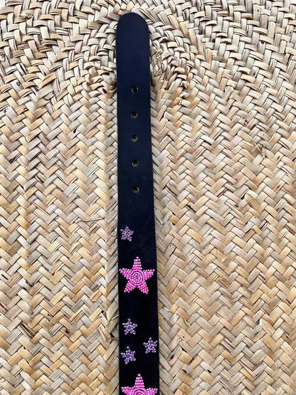 Handcrafted Maasai Belt - Pink Stars