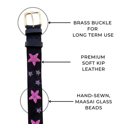 Handcrafted Maasai Belt - Pink Stars