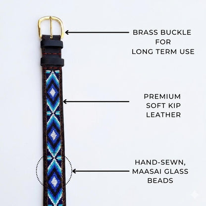 Handcrafted Maasai Belt - Navy Blue Native