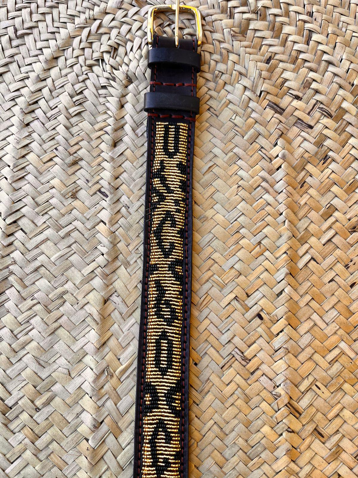 Handcrafted Maasai Belt - Gold Leopard Print