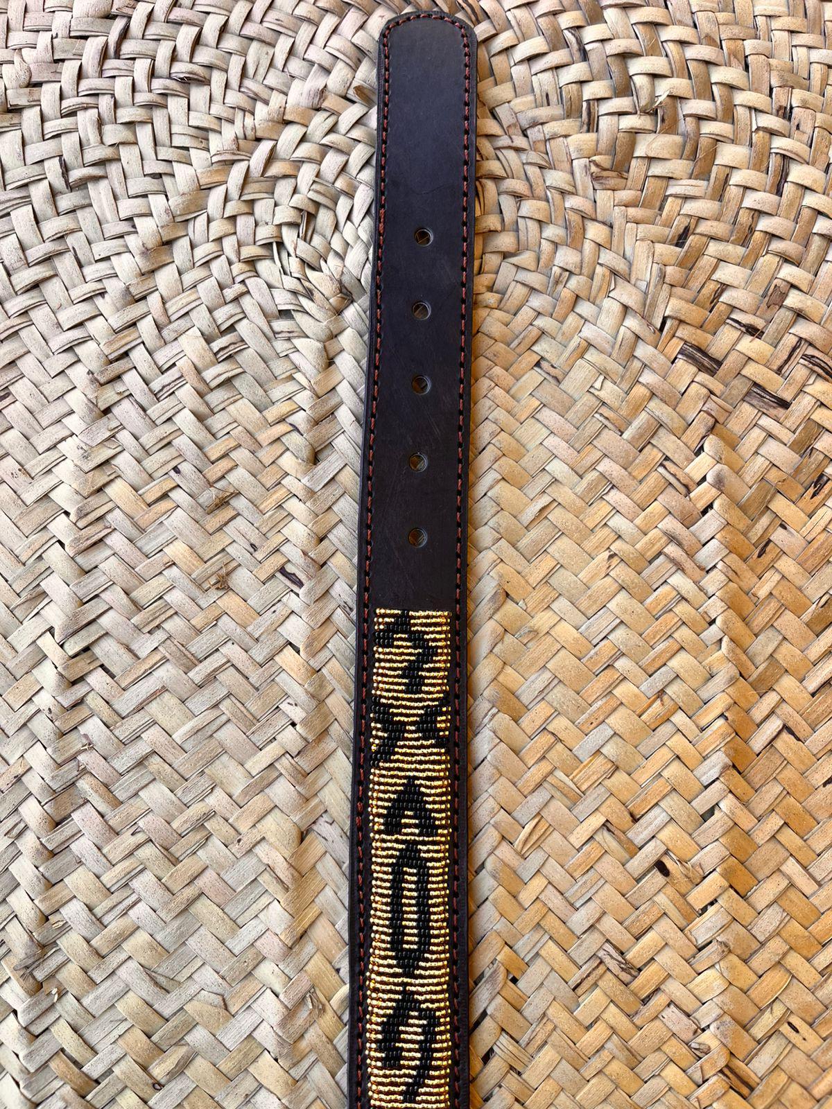 Handcrafted Maasai Belt - Gold Leopard Print