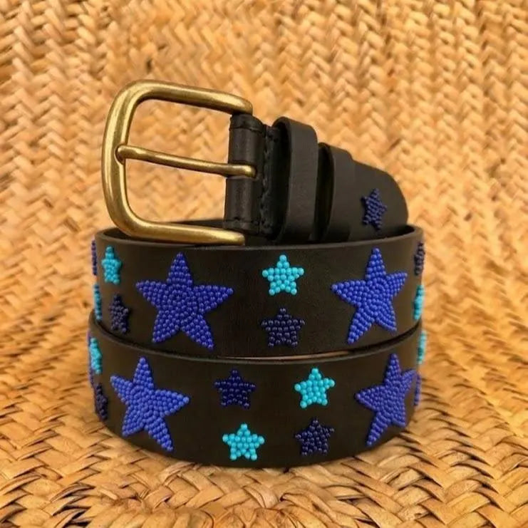 Handcrafted Maasai Belt - Blue Stars