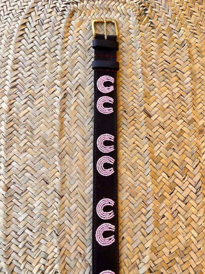 Handcrafted Maasai Belt - Pink Horseshoe Belt