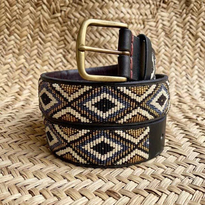 Handcrafted Maasai Belt - Gold Silver Geometric