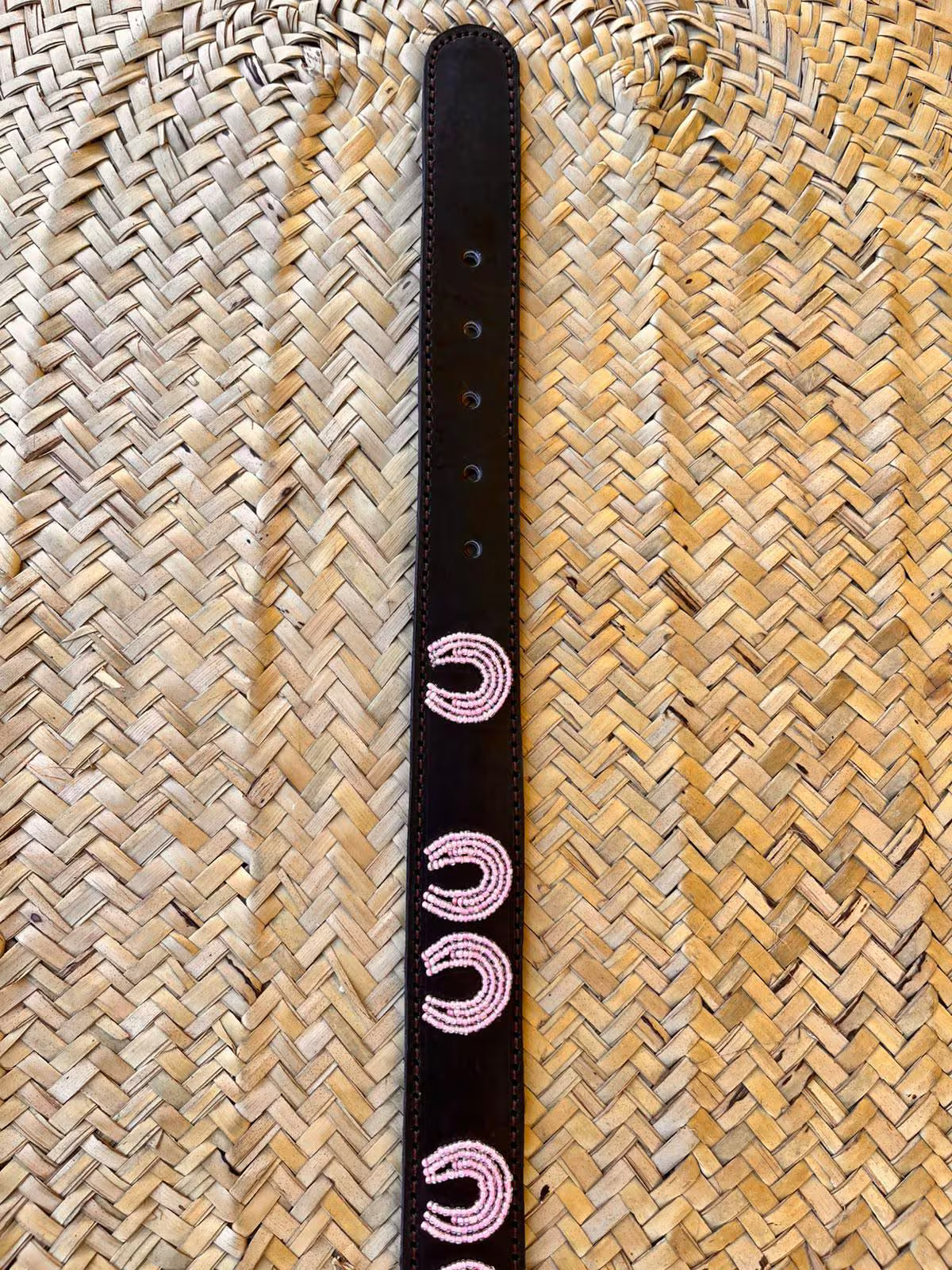 Handcrafted Maasai Belt - Pink Horseshoe Belt