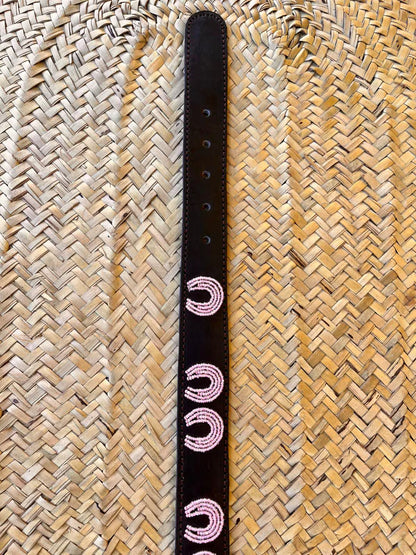 Handcrafted Maasai Belt - Pink Horseshoe Belt