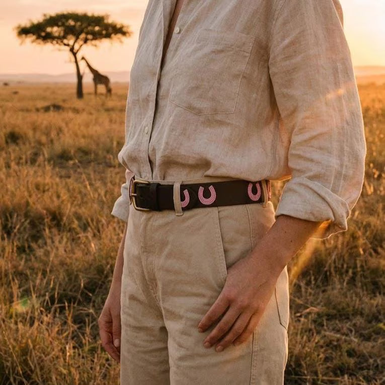 Handcrafted Maasai Belt - Pink Horseshoe Belt