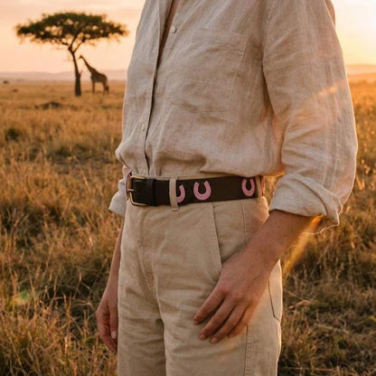 Handcrafted Maasai Belt - Pink Horseshoe Belt