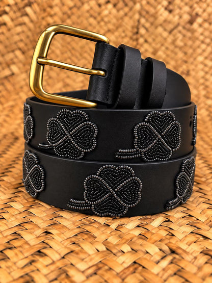 Handcrafted Maasai Belt - Black Shamrock