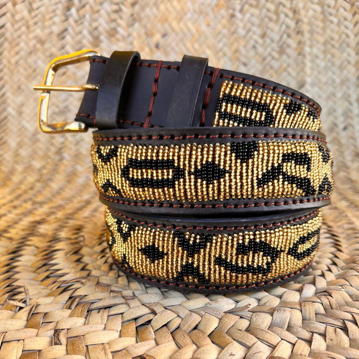 Handcrafted Maasai Belt - Gold Leopard Print