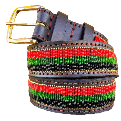 Handcrafted Maasai Belt - Red Gold Green