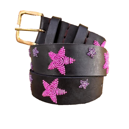 Handcrafted Maasai Belt - Pink Stars