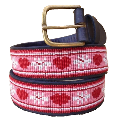 Handcrafted Maasai Belt - Pink Red Hearts