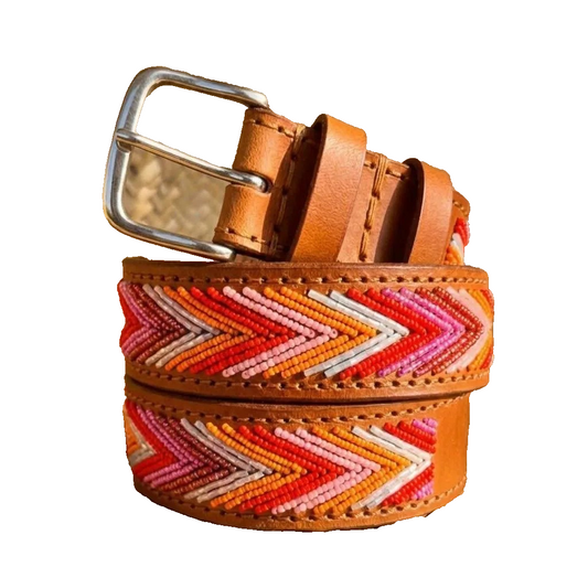 Handcrafted Maasai Belt - Pink Orange Arrow Belt