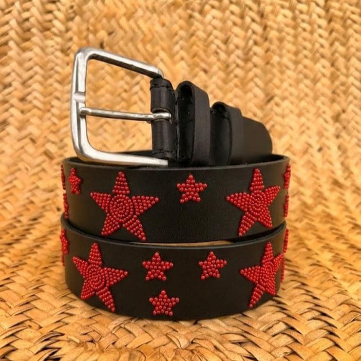 Handcrafted Maasai Belt - Red Stars