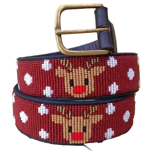 Handcrafted Maasai Belt - Rudolph Reindeer