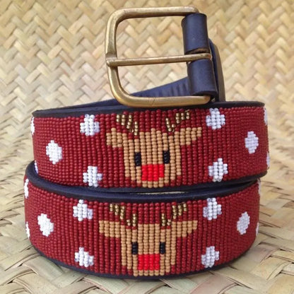 Handcrafted Maasai Belt - Rudolph Reindeer
