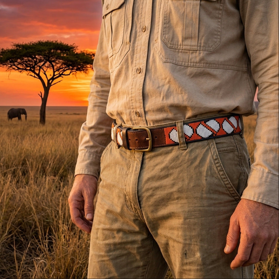 Handcrafted Maasai Belt - Orange Special