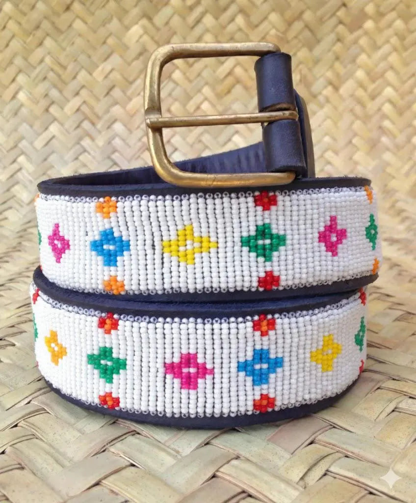 Handcrafted Maasai Belt - White Luxury Belt