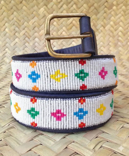 Handcrafted Maasai Belt - White Luxury Belt