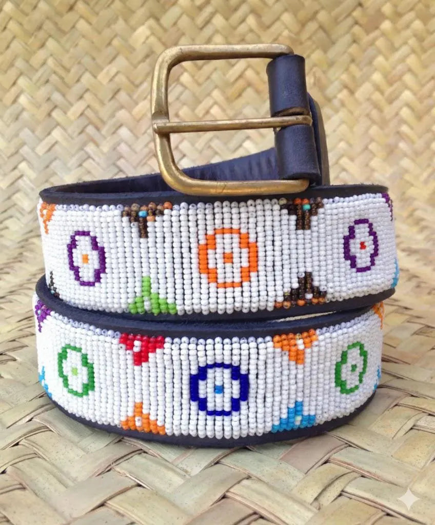 Handcrafted Maasai Belt - White Luxury