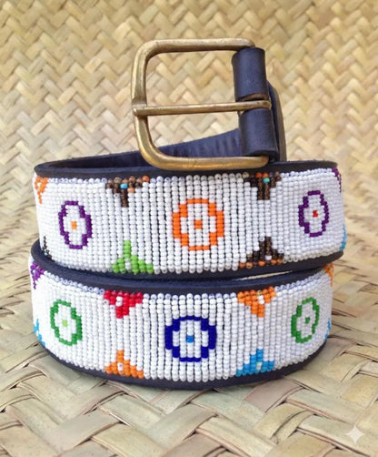 Handcrafted Maasai Belt - White Luxury