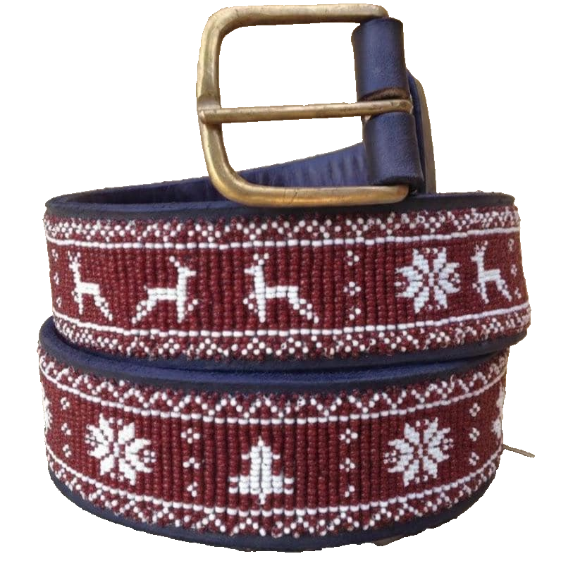 Handcrafted Maasai Belt - Brown Reindeer