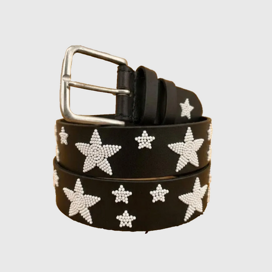 Handcrafted Maasai Belt - White Stars