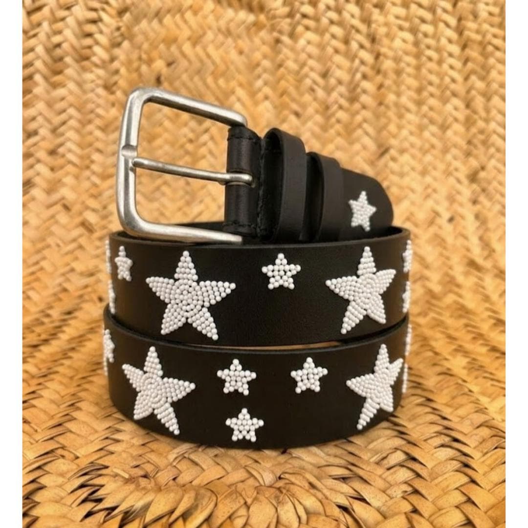 Handcrafted Maasai Belt - White Stars