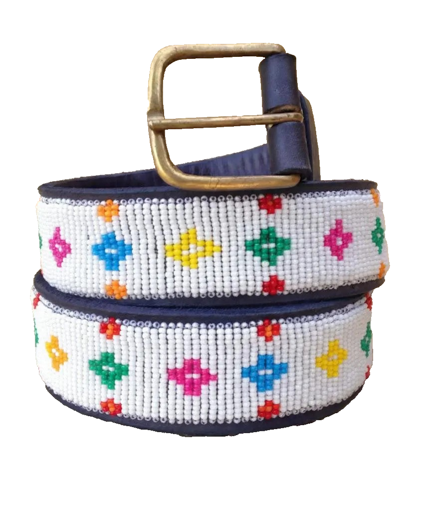 Handcrafted Maasai Belt - White Luxury Belt